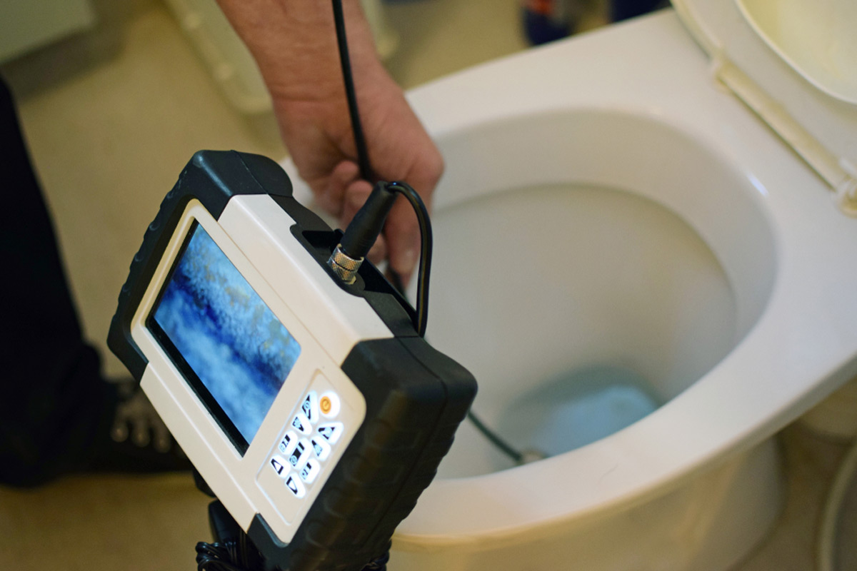 camera inspecting toilet