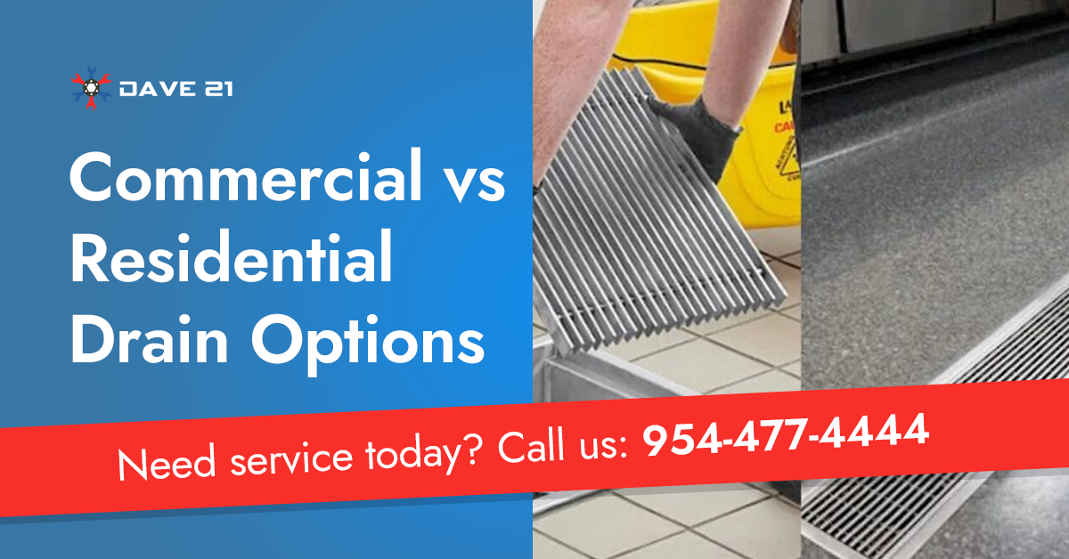 Commercial vs residential drains options